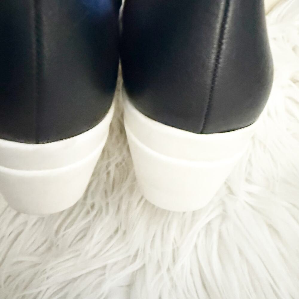 NATURALIZER | Sandra Slip-on Wedge Black White Smooth Faux Leather Slide | 10 - Picture 6 of 8